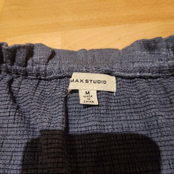 2/$15 Max Studio 3/4 Sleeve Tiered Dress Slate Split Neck Boho, Women's Medium - Picture 2 of 7